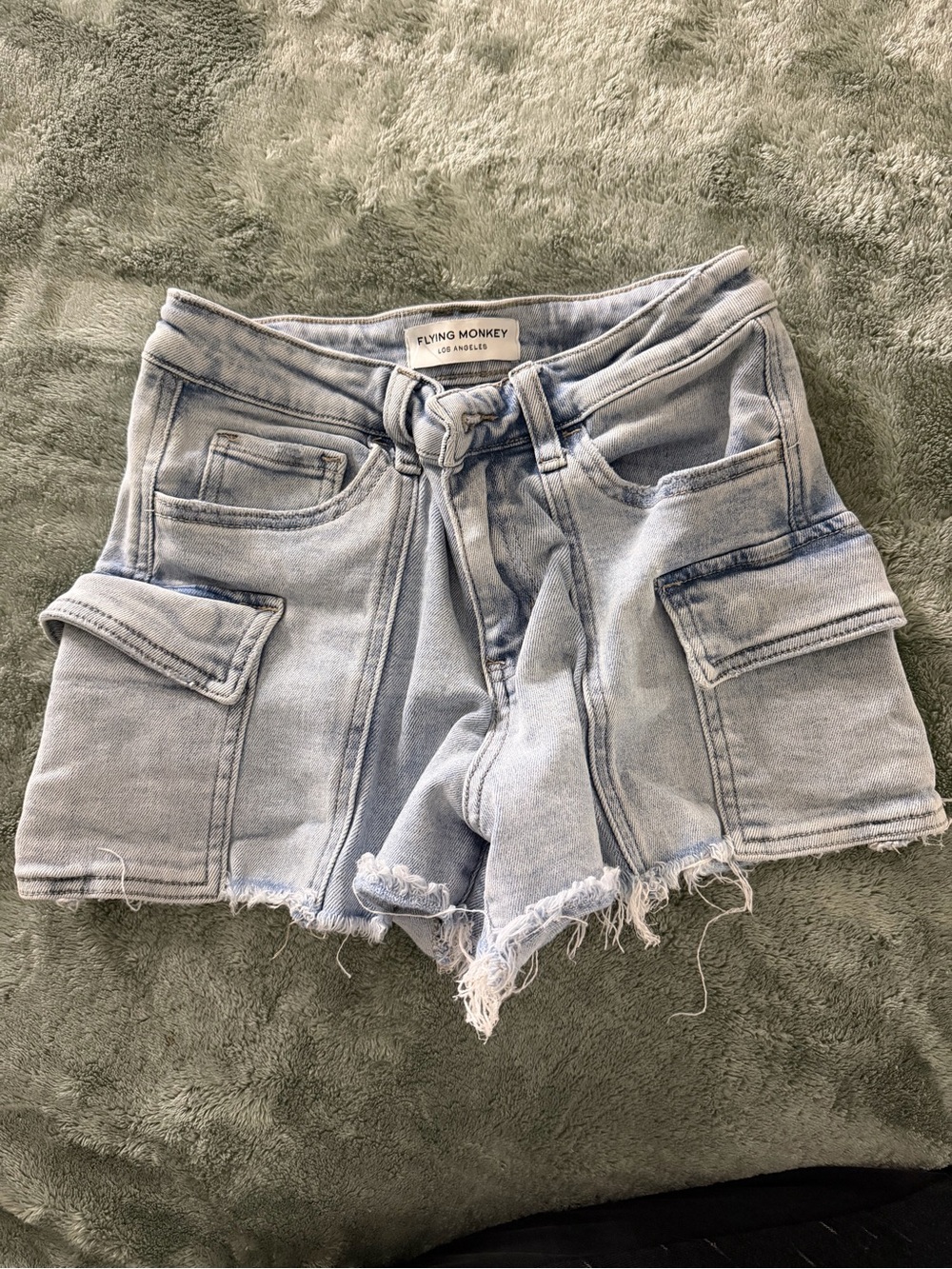 Flying Monkey Light Denim Cargo Shorts